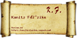 Kanitz Füzike névjegykártya